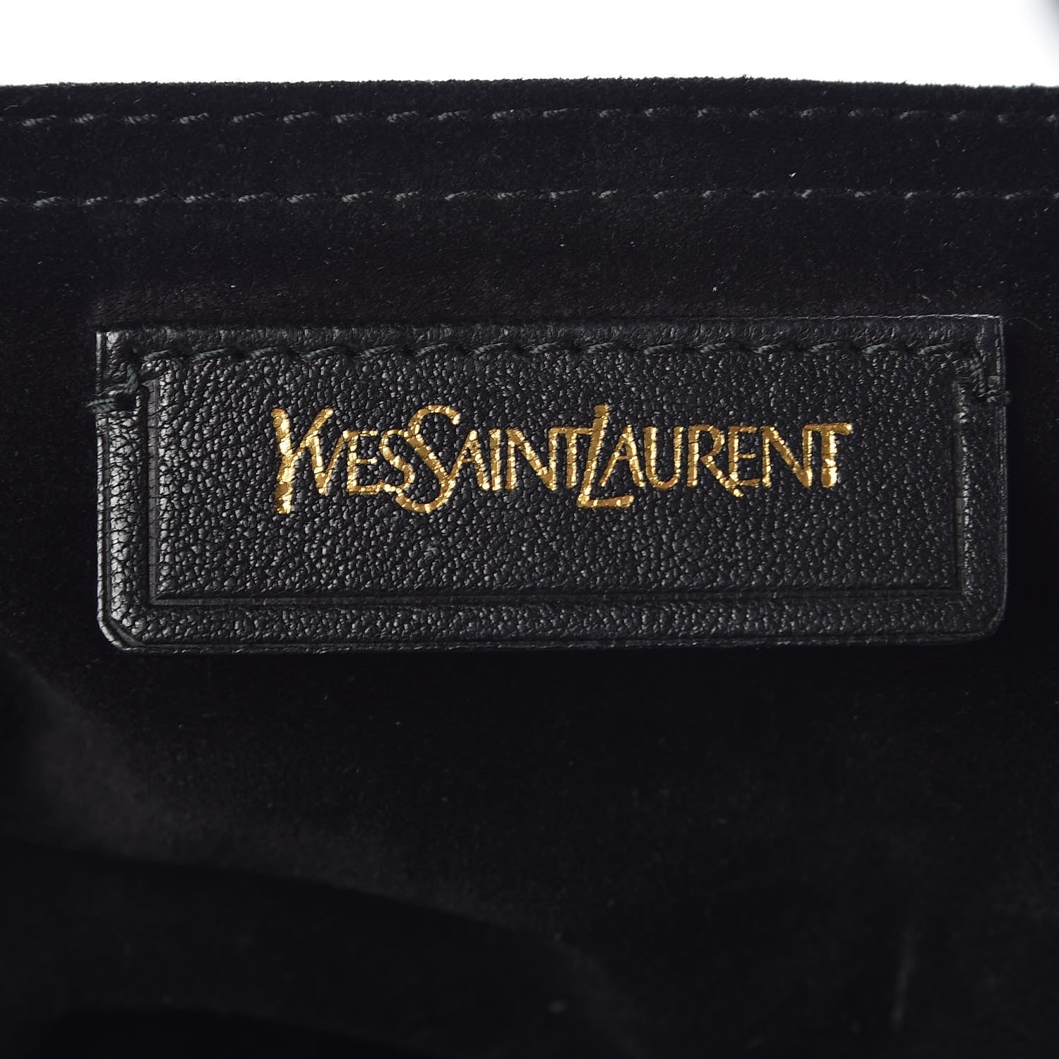 Saint Laurent Nubuck Croc Embossed Large Muse Two Black Gold 7 of 8