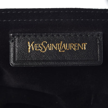 Saint Laurent Nubuck Croc Embossed Large Muse Two Black Gold 7 of 8