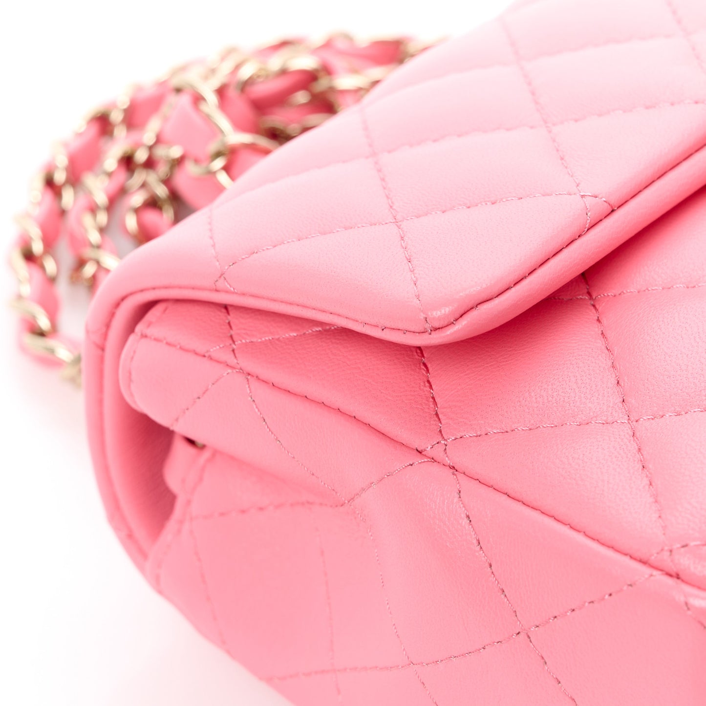 Lambskin Quilted Mini Rectangular Flap Pink