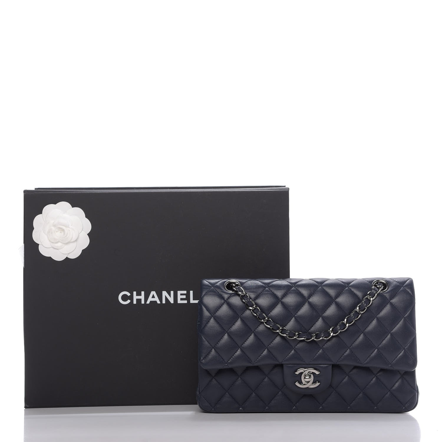 Chanel Lambskin Quilted Medium Double Flap Navy 11 of 11