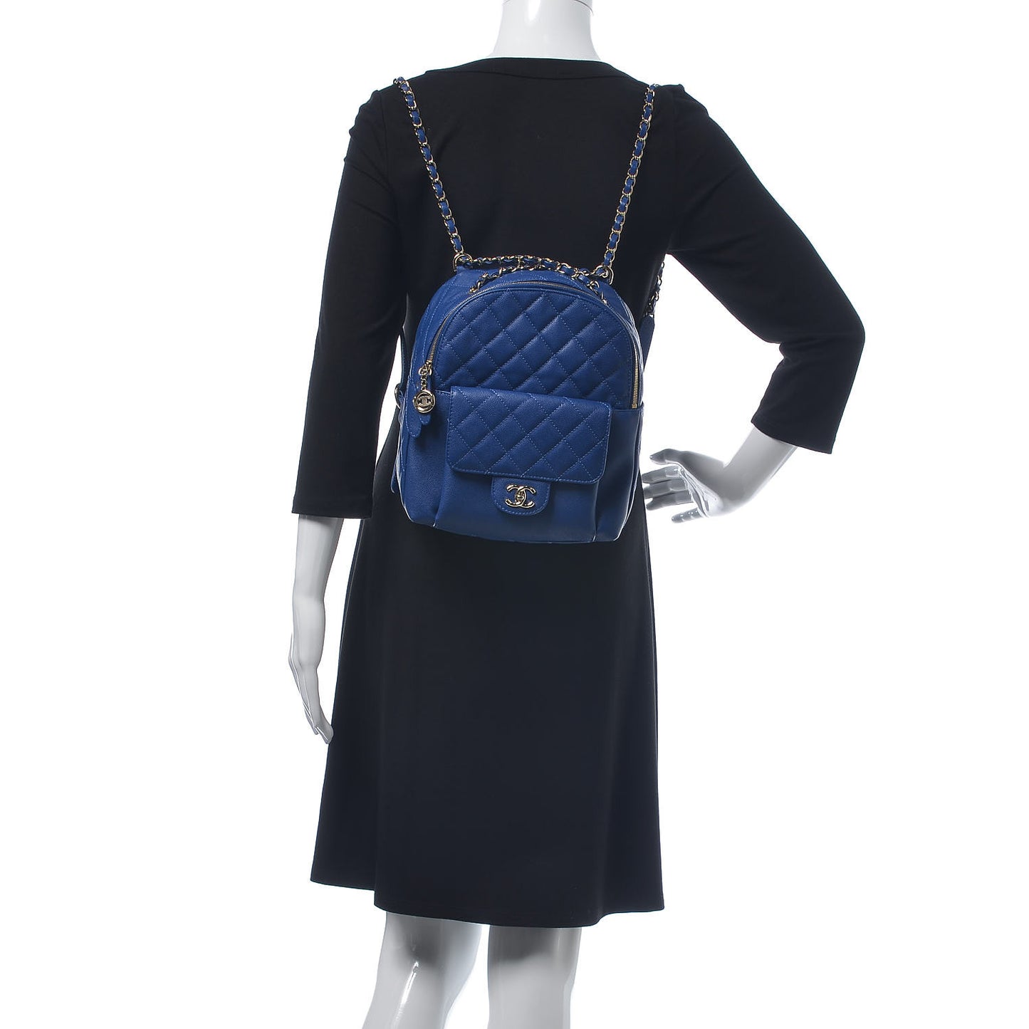 Caviar Quilted Large CC Day Backpack Blue