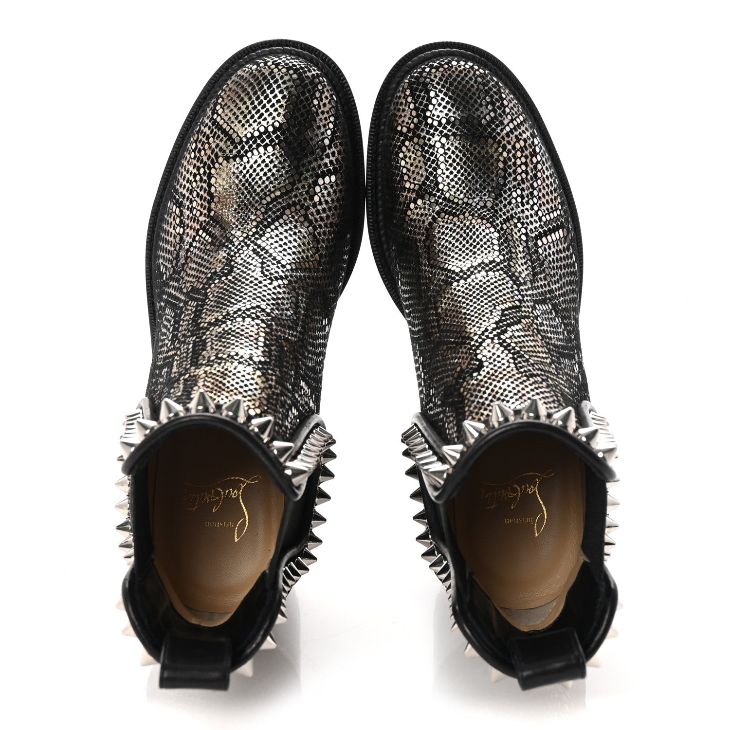 Christian Louboutin Suede Snakeskin Embossed Spiked Capahutta 70 Chelsea Boots 36.5 2 of 9