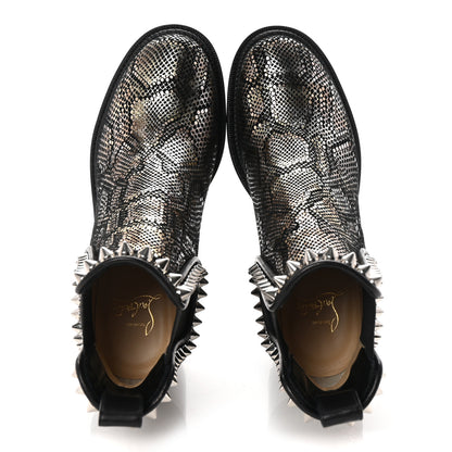Christian Louboutin Suede Snakeskin Embossed Spiked Capahutta 70 Chelsea Boots 36.5 2 of 9