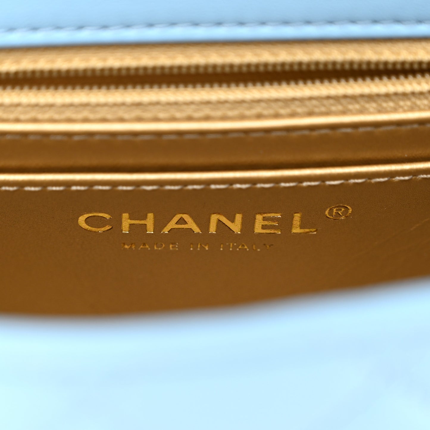 Lambskin Quilted Mini Pearl Crush Flap Light Blue