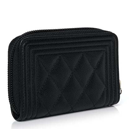 Chanel Caviar Quilted Boy Zip Around Coin Purse Wallet Black 3 of 8