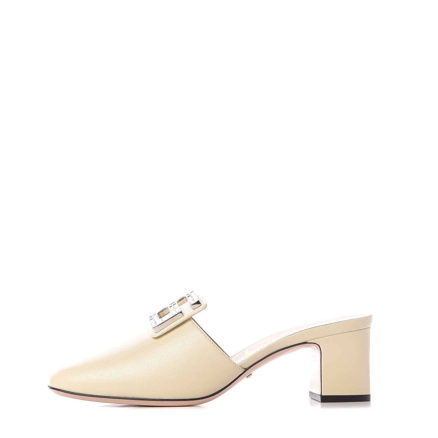 Gucci Malaga Kid Crystal Square G Madelyn Mules 40.5 Vintage White 1 of 11