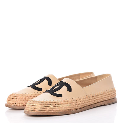 Chanel Lambskin Grosgrain CC Espadrilles 40 Ivory Black 3 of 14