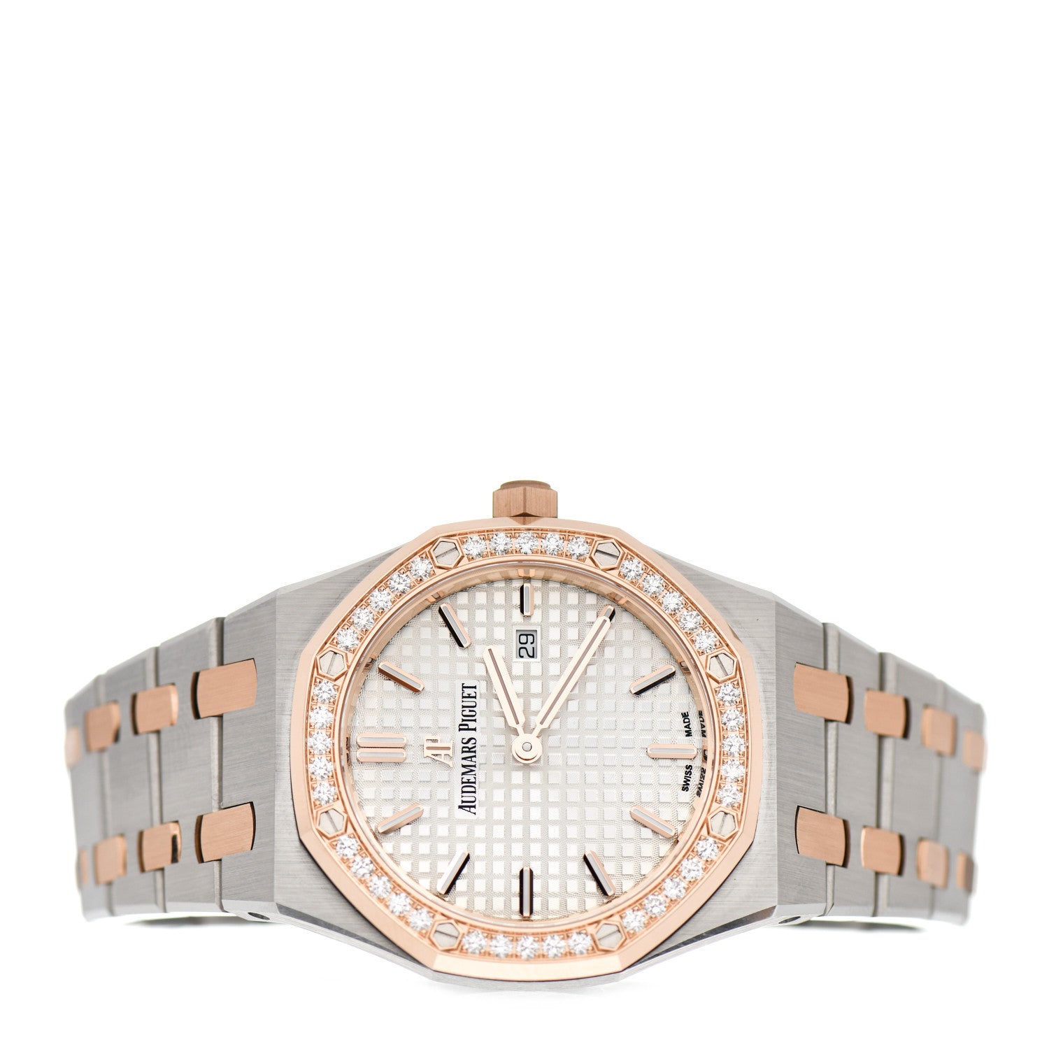 Audemars Piguet Stainless Steel 18K Rose Gold Diamond 33mm Royal Oak Quartz Watch White 67651SR.ZZ.1261SR.01 2 of 5