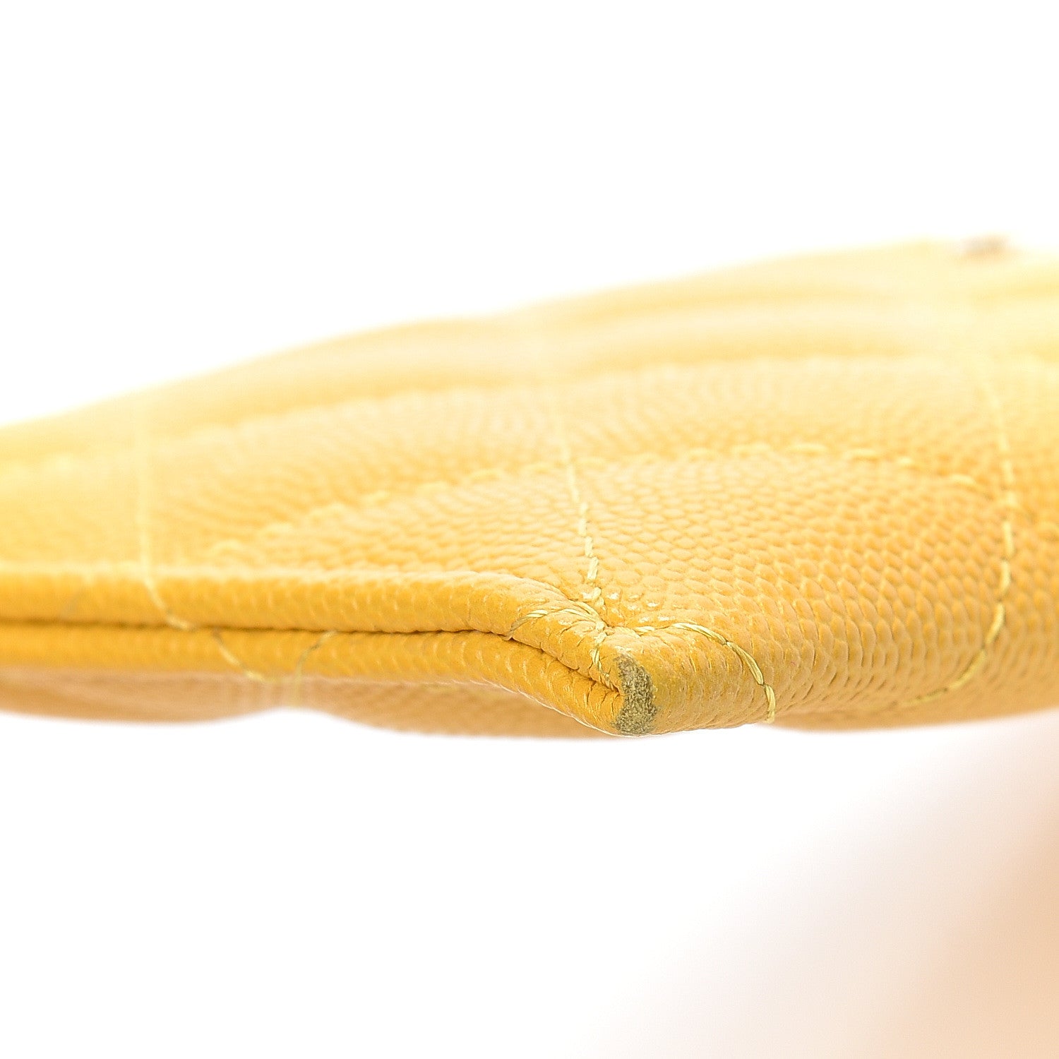 Chanel Caviar Quilted Classic Zip Pouch Yellow 9 of 10