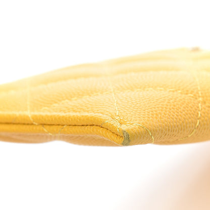 Chanel Caviar Quilted Classic Zip Pouch Yellow 9 of 10