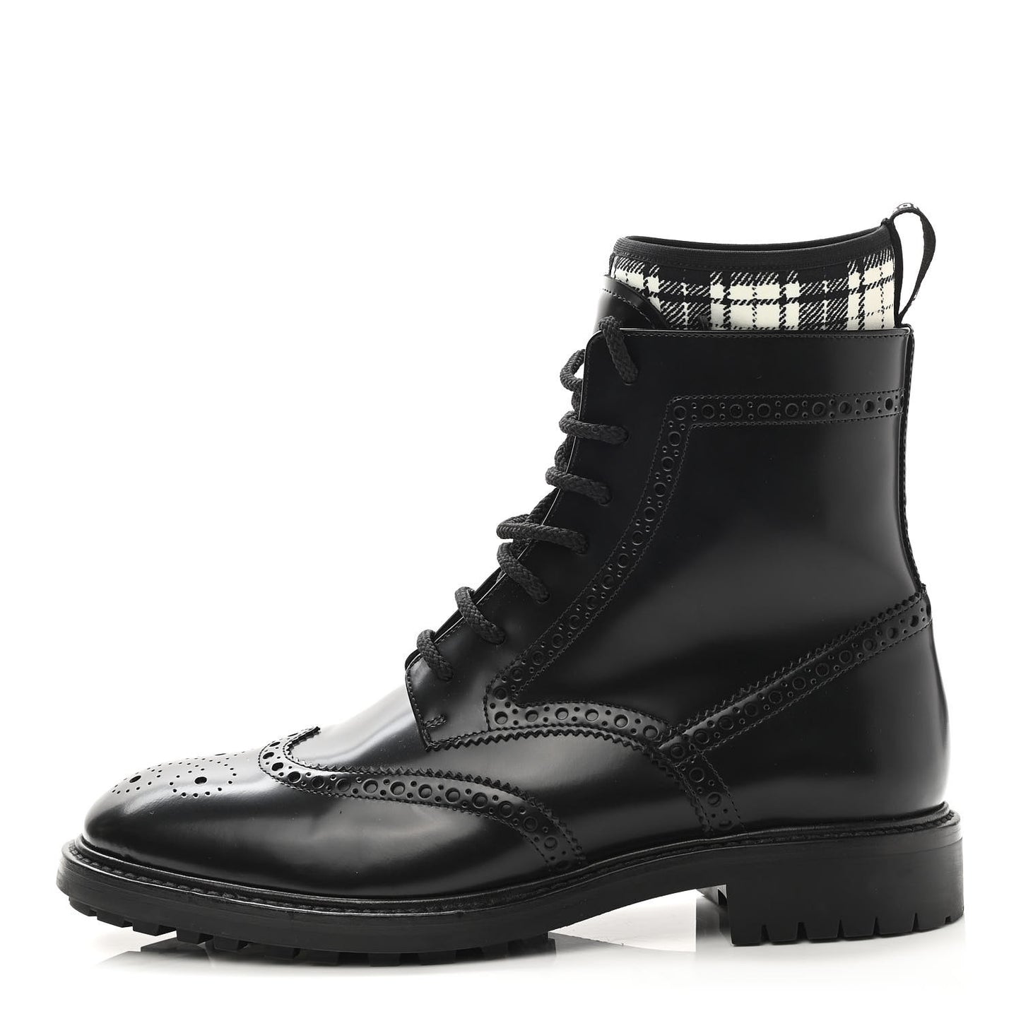 Calfskin Tartan D-Order Low Boot 39 Black White