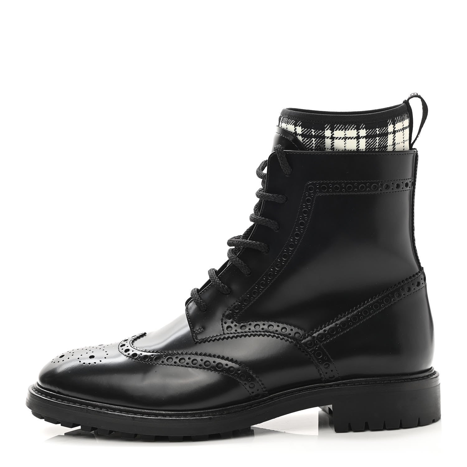 Christian Dior Calfskin Tartan D-Order Low Boot 39 Black White 1 of 8