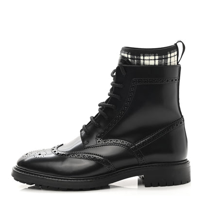 Christian Dior Calfskin Tartan D-Order Low Boot 39 Black White 1 of 8