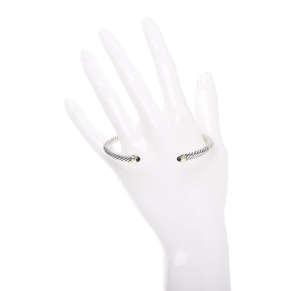 David Yurman Sterling Silver 14K Yellow Gold Black Onyx 5mm Cable Classics Petite Color Bracelet 2 of 4