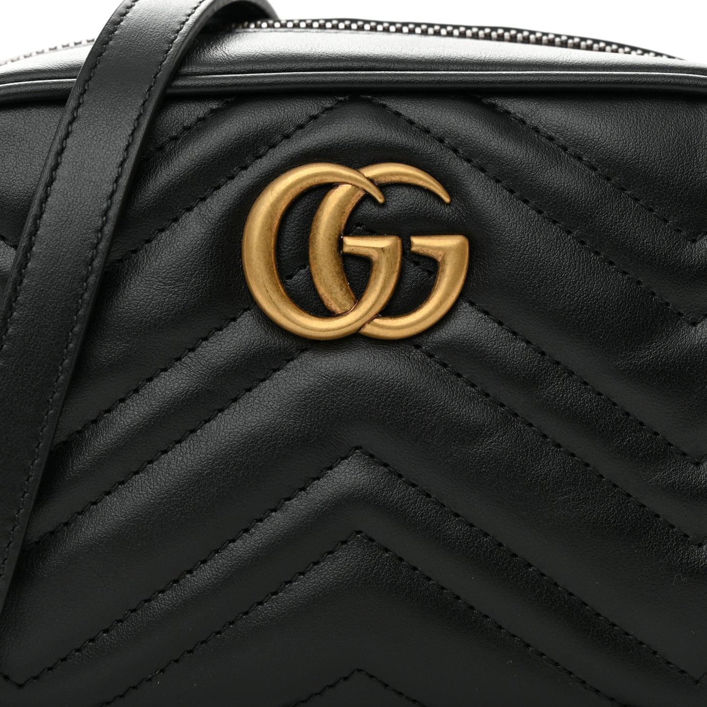 Calfskin Matelasse Mini GG Marmont Chain Shoulder Bag Black