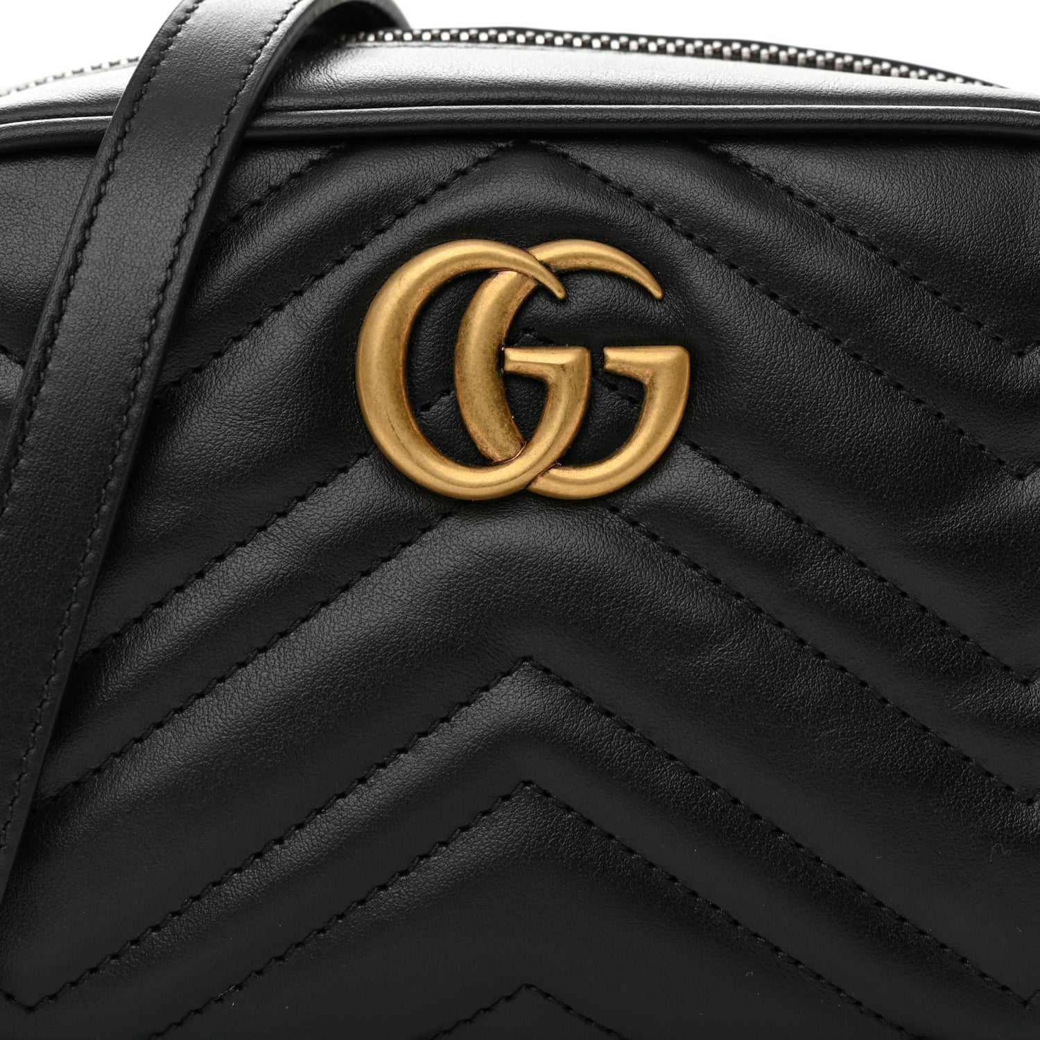 Gucci Calfskin Matelasse Mini GG Marmont Chain Shoulder Bag Black 8 of 11