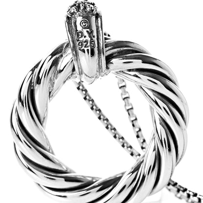 David Yurman Sterling Silver Diamond Small Cable Classics Pendant Necklace 4 of 5