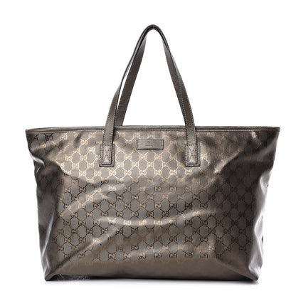 Gucci Imprime Monogram Large Zippered Shopping Tote Pewter 1 of 12
