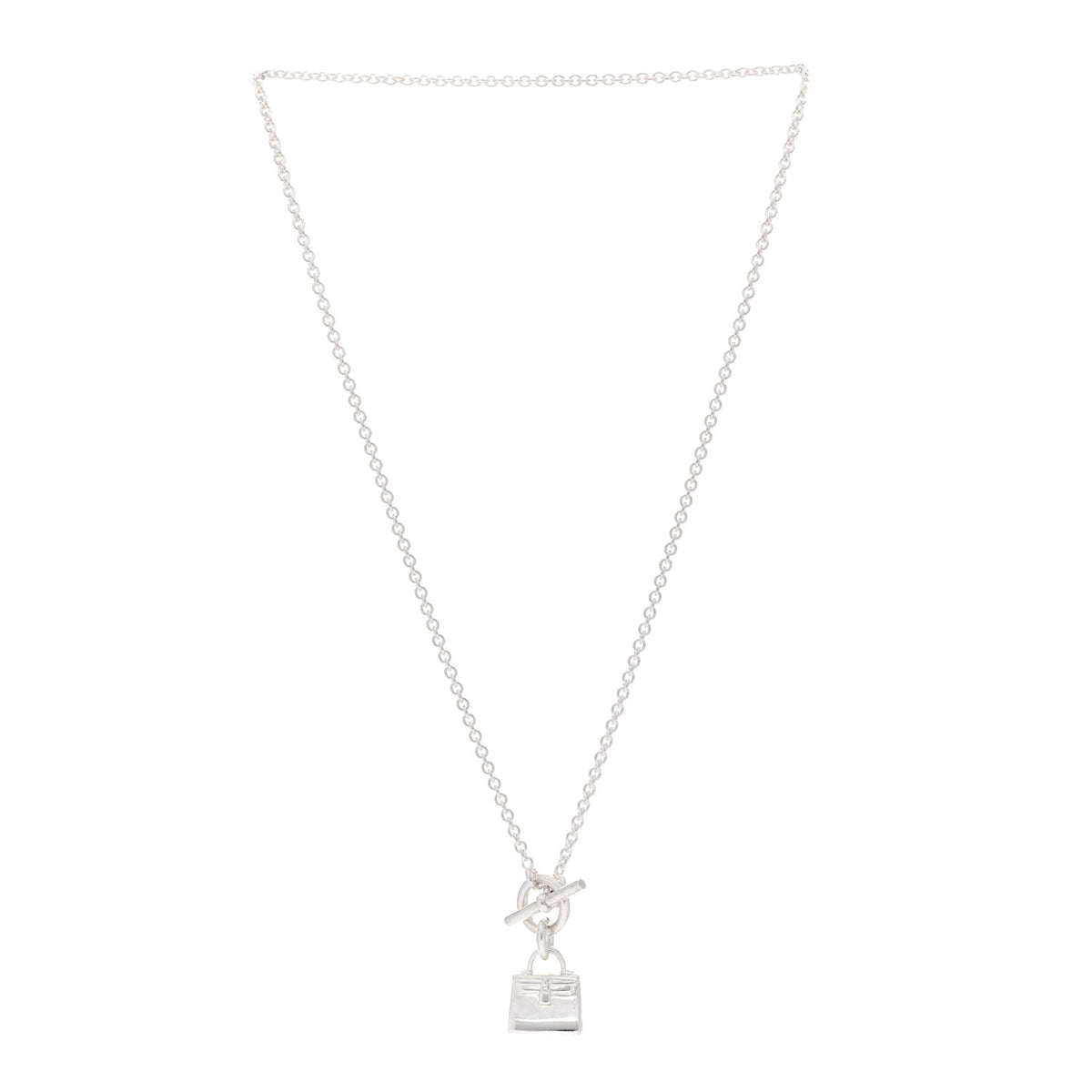 Hermes Sterling Silver Kelly Charm Pendant Necklace 3 of 5