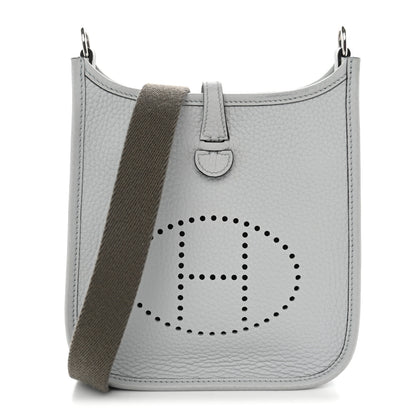Hermes Taurillon Clemence Amazone Evelyne TPM Bleu Pale Etain 1 of 11