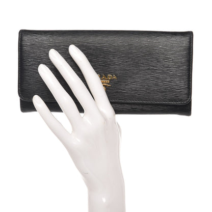 Prada Vitello Move Continental Flap Wallet Black 2 of 11
