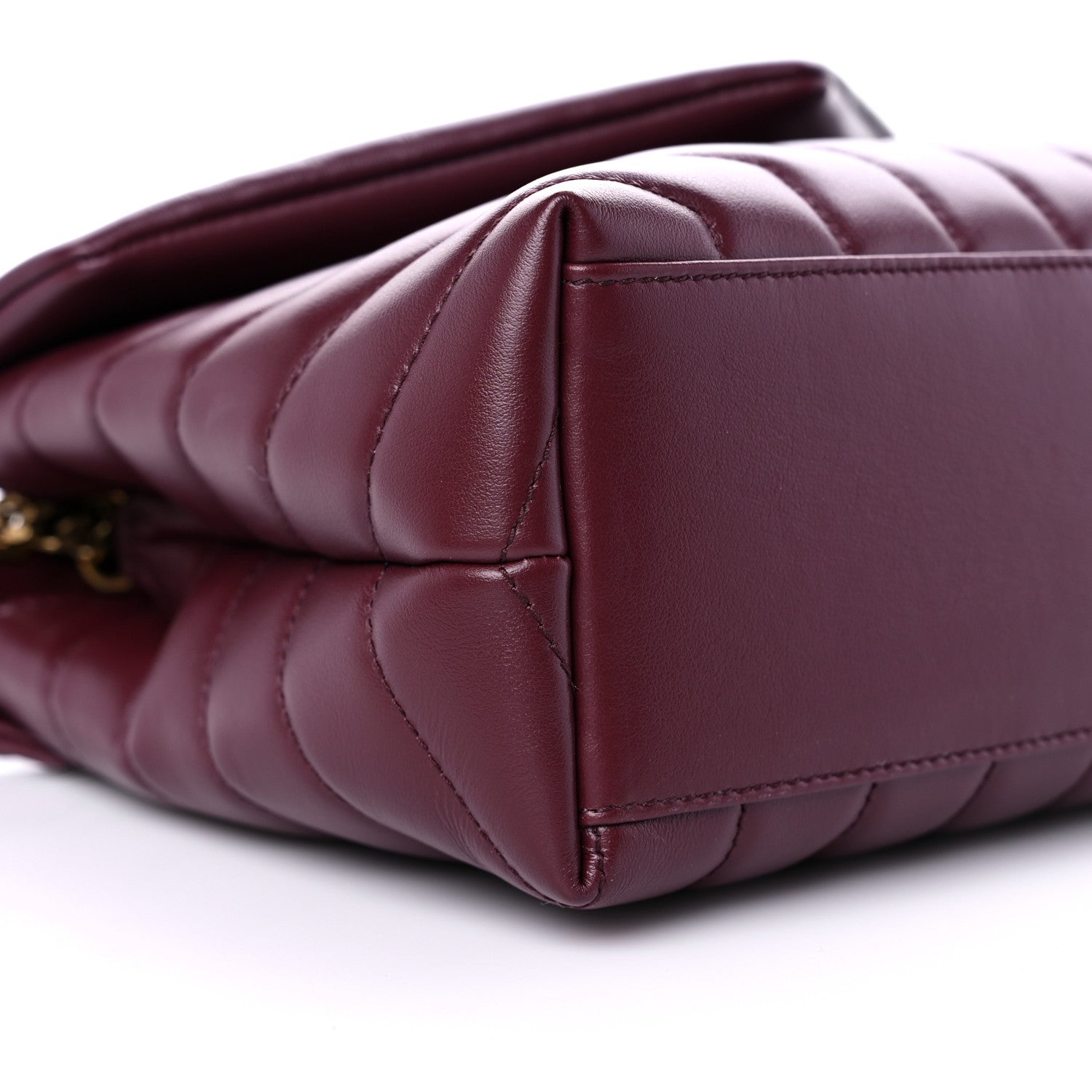 Saint Laurent Calfskin Y Quilted Monogram Small Loulou Chain Satchel Dark Legion Red 8 of 11