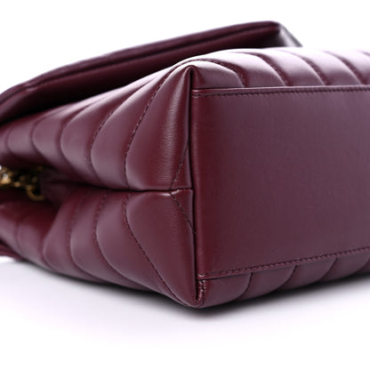 Saint Laurent Calfskin Y Quilted Monogram Small Loulou Chain Satchel Dark Legion Red 8 of 11