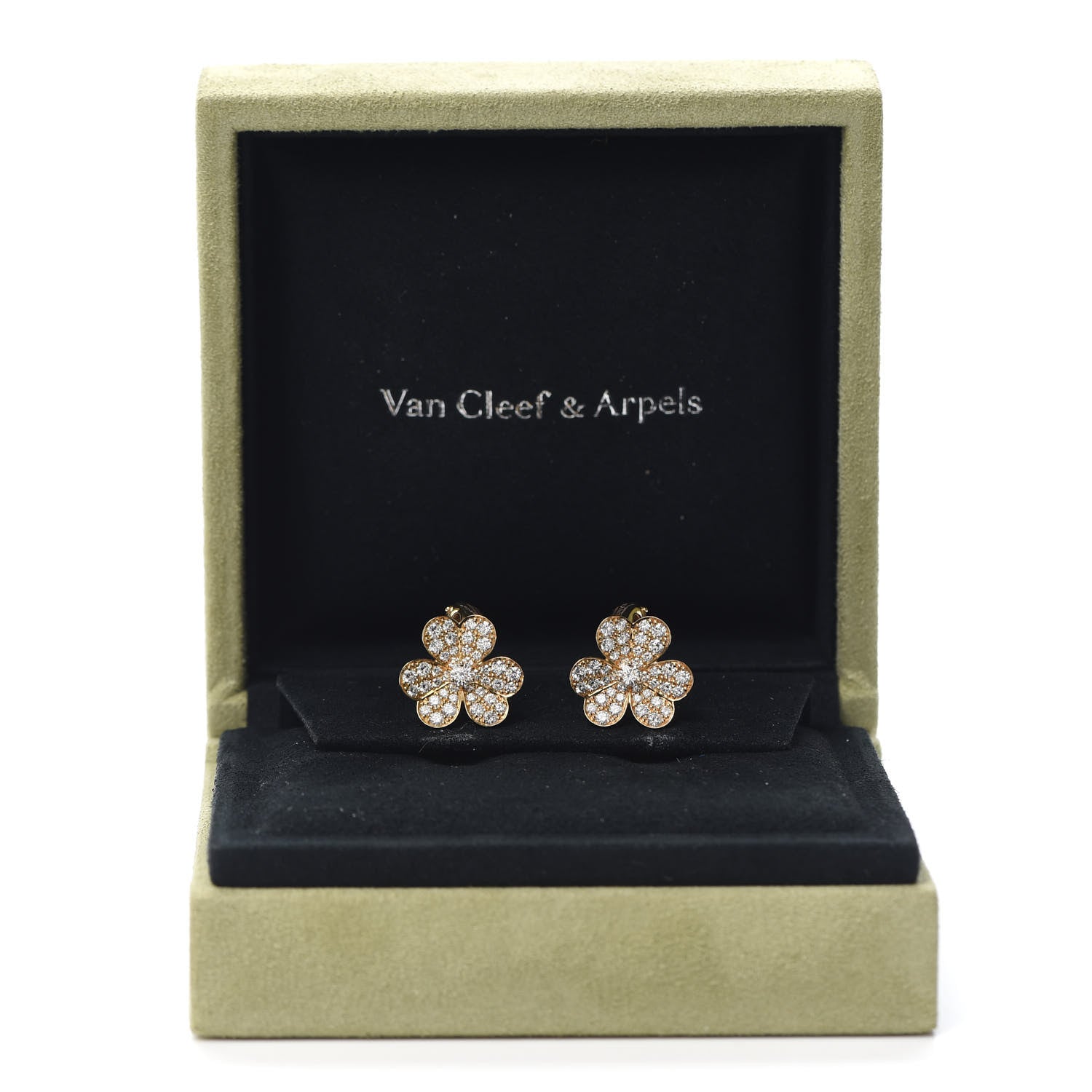 Van Cleef & Arpels 18K Yellow Gold Diamond Small Frivole Pave Earrings 6 of 6