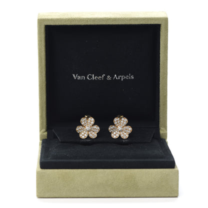 Van Cleef & Arpels 18K Yellow Gold Diamond Small Frivole Pave Earrings 6 of 6