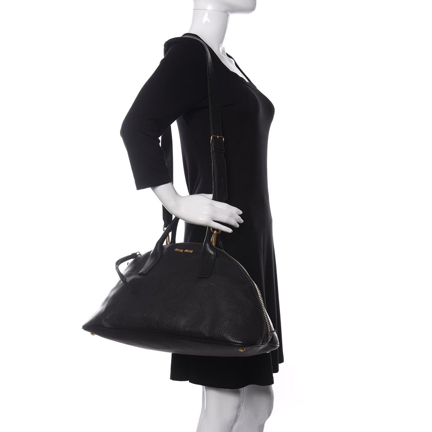 Miu Miu Goatskin Madras Bauletto Black 2 of 13