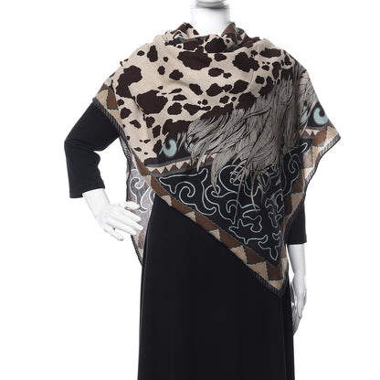 Hermes Cashmere Silk Appaloosa Des Steppes Shawl 140 Naturel Marron Ciel 2 of 7