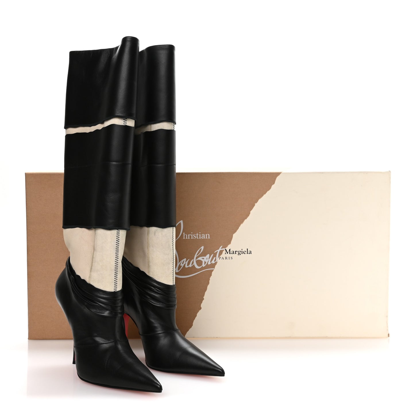 X MAISON MARGIELA Nappa Calfskin Xrismarteen 100 Knee High Boots 39 Black