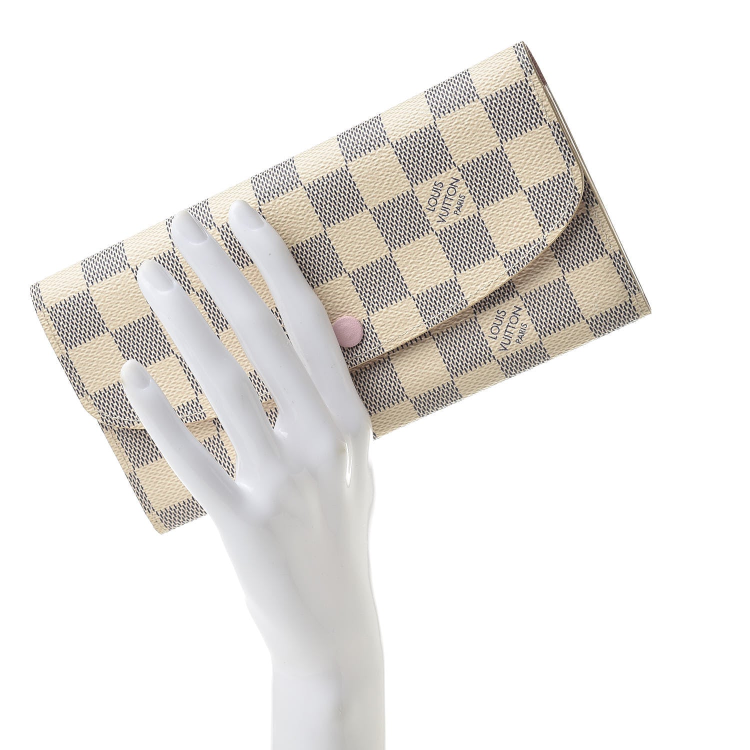 Louis Vuitton Damier Azur Emilie Wallet Rose Ballerine 2 of 7