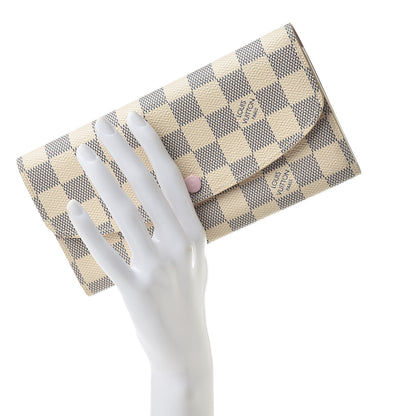 Louis Vuitton Damier Azur Emilie Wallet Rose Ballerine 2 of 7
