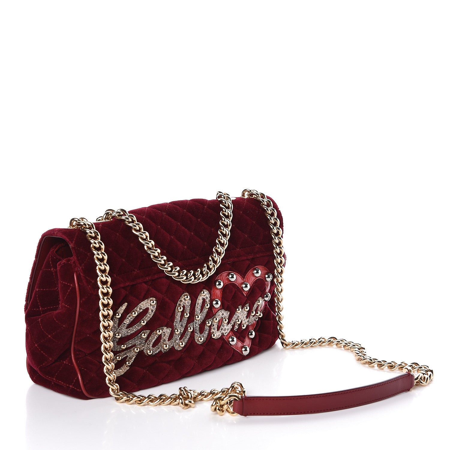 Dolce & Gabbana Velvet Watersnake Embellished Lucia Shoulder Bag Dark Purple 3 of 10