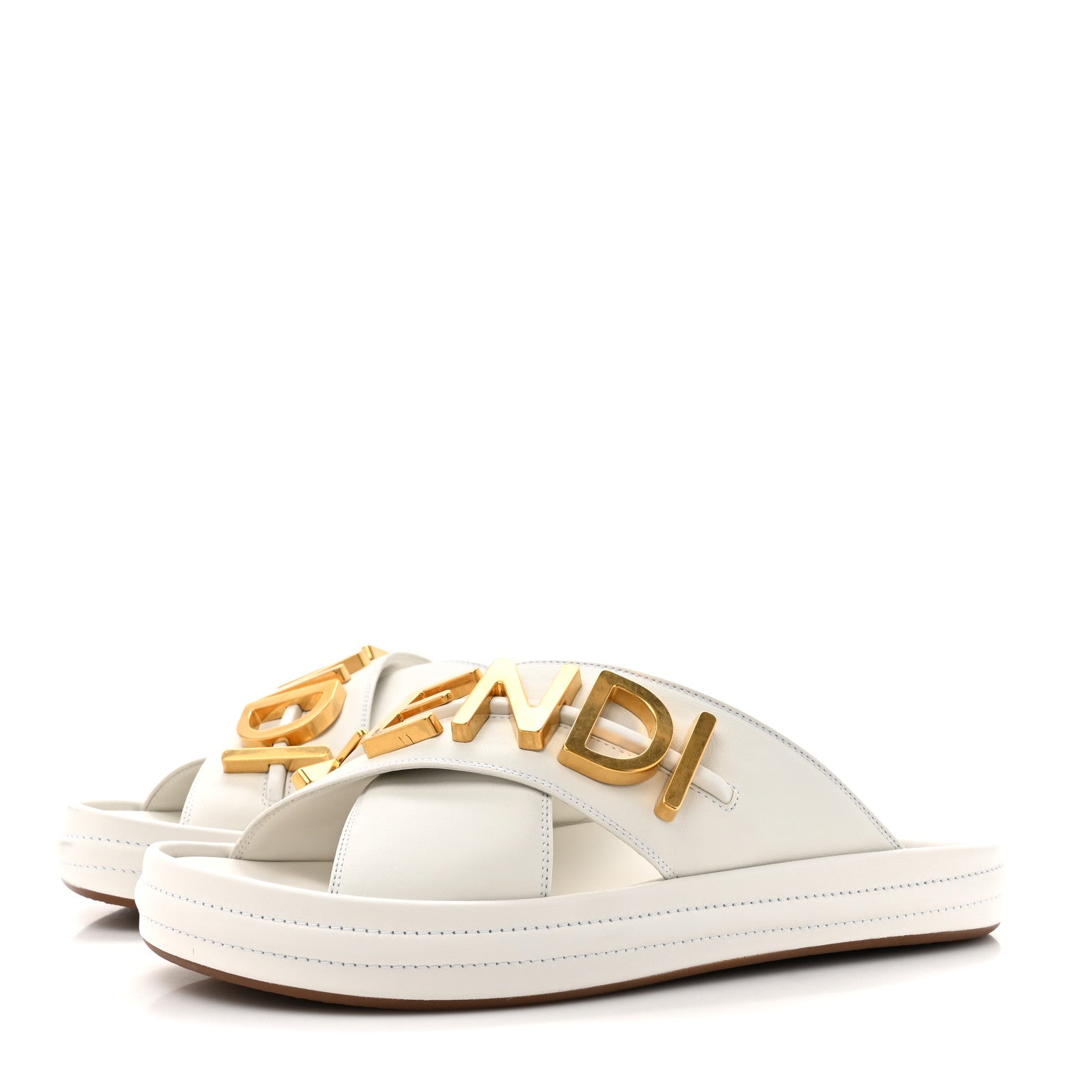Fendi Vitello Womens Fendigraphy Slide Sandals 40 White Ice 4 of 11