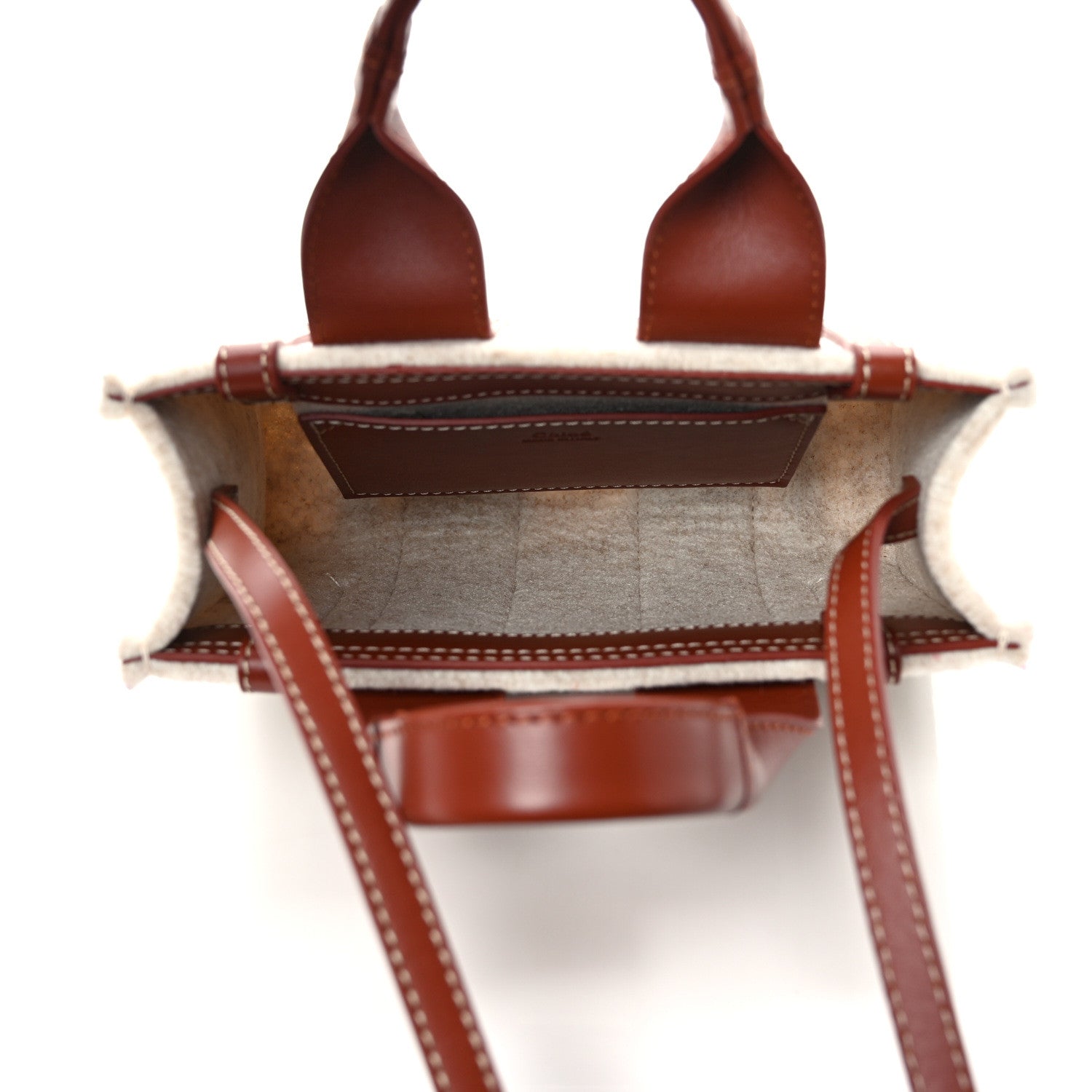 Chloe Felt Calfskin Mini Woody Ribbon Tote Cement Beige 5 of 8