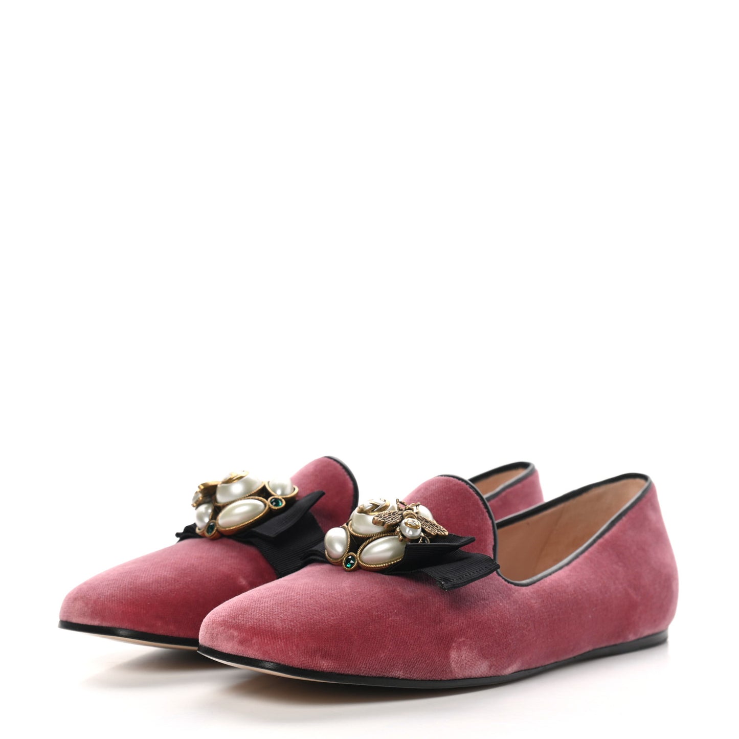 Velvet Etoile Pearl Embellished Loafers 40 Tibet Red
