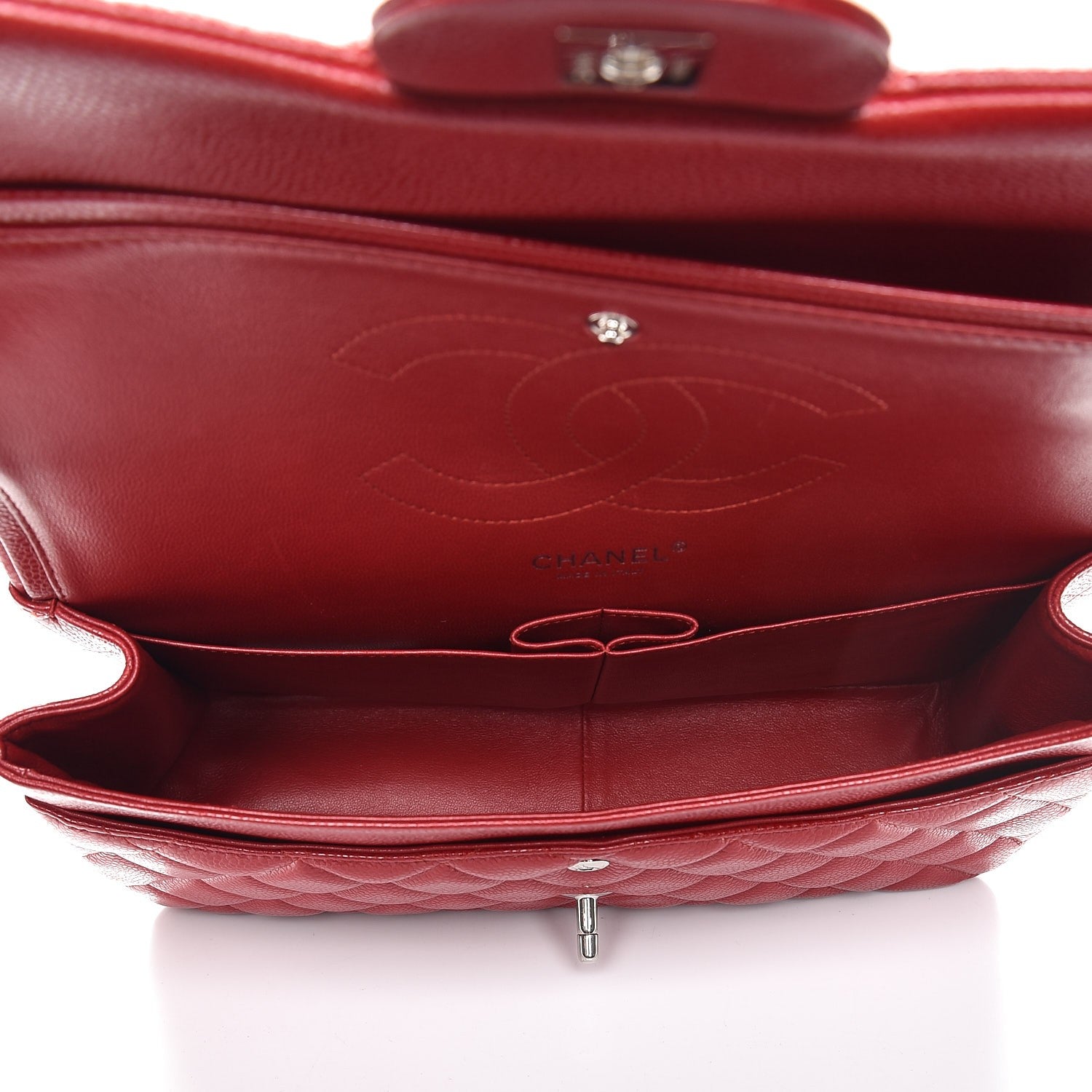 Chanel Caviar Quilted Jumbo Double Flap Red 6 of 10