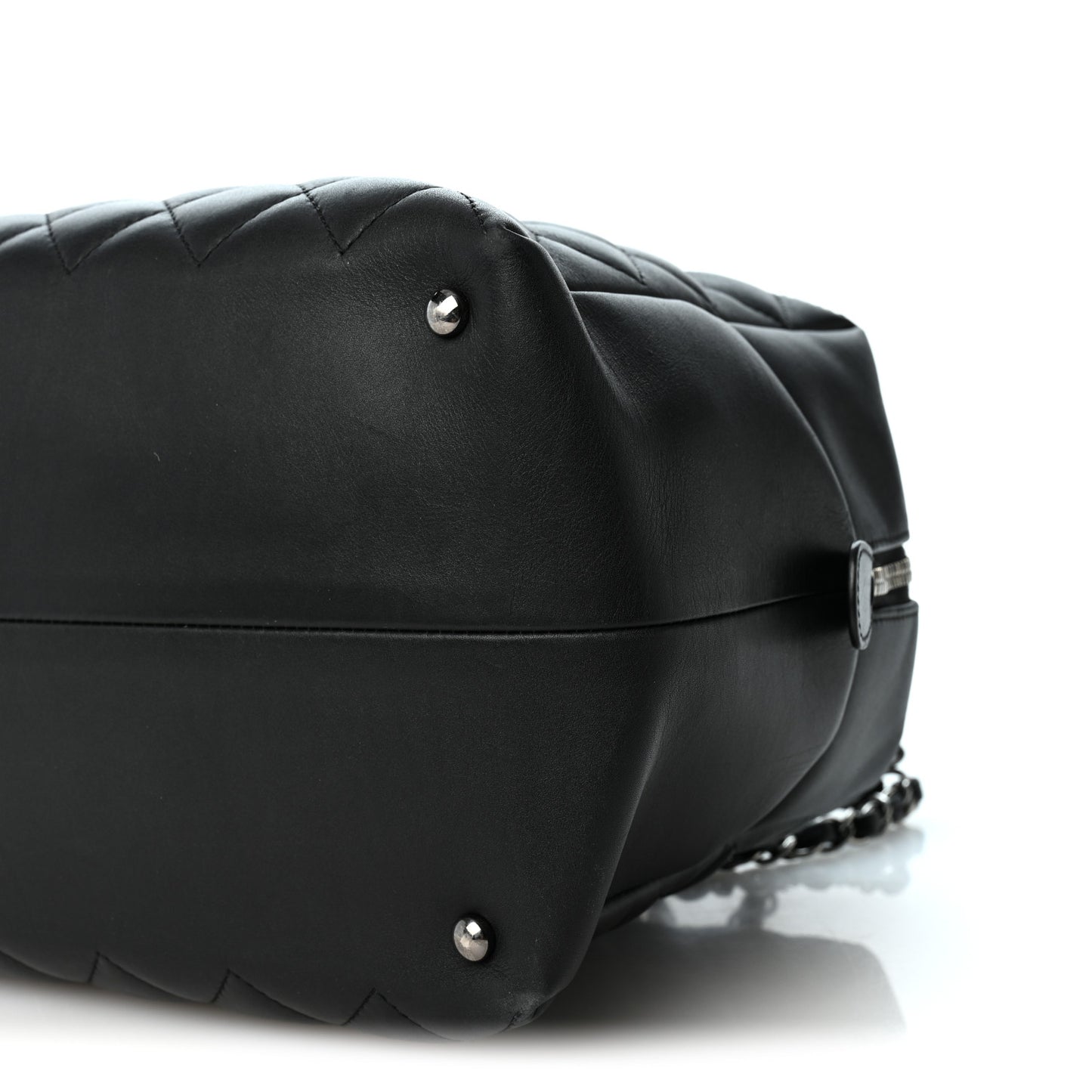 Calfskin Quilted Feather Weight Bowling Bag Black