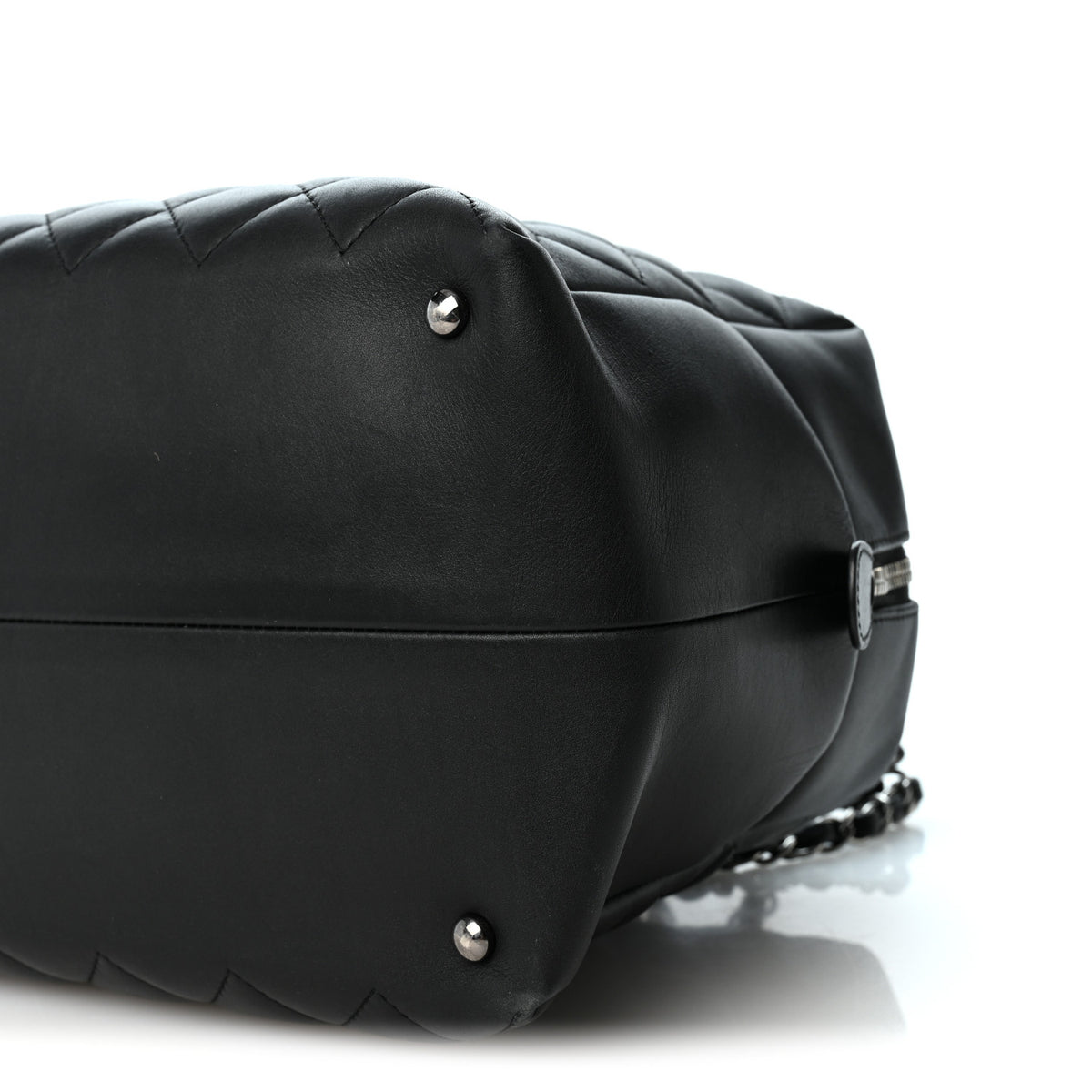 Chanel Calfskin Quilted Feather Weight Bowling Bag Black 10 of 11