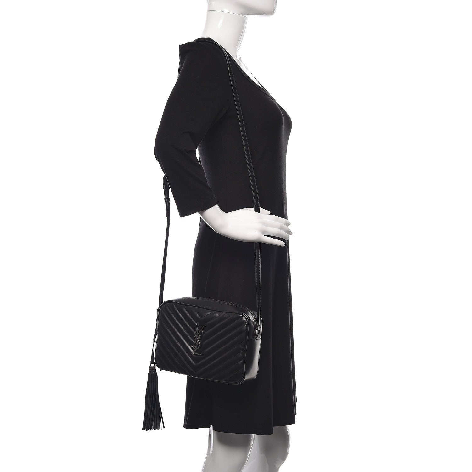Saint Laurent Calfskin Matelasse Monogram Lou Camera Bag Black 2 of 10