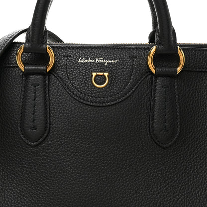 Salvatore Ferragamo Grained Calfskin 1927 Tote Black 7 of 9