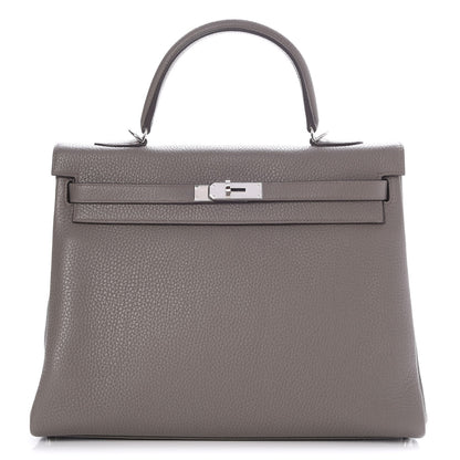 Hermes Taurillon Clemence Kelly Retourne 32 Etain 1 of 33