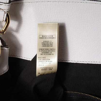 Burberry Grainy Calfskin House Check Buckle Medium Sycamore Hobo White 9 of 11