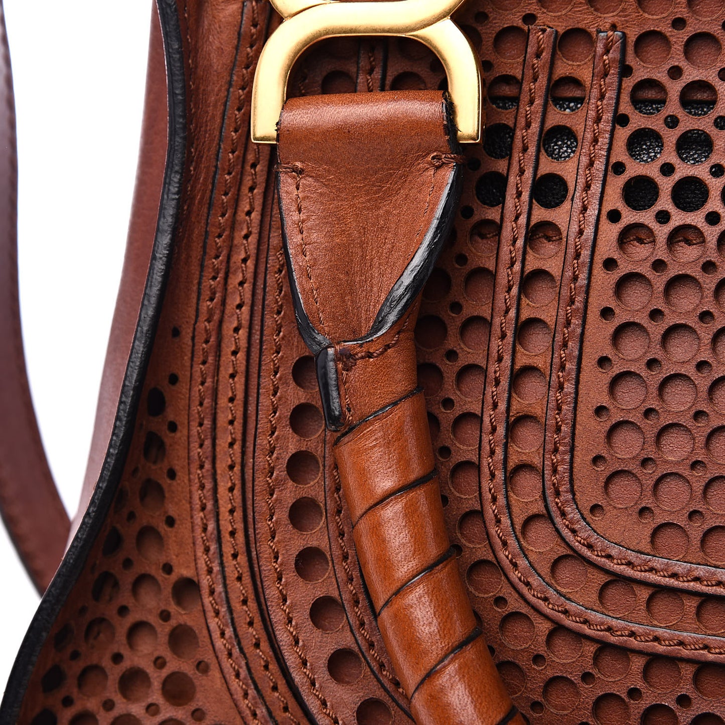 Calfskin Perforated Medium Marcie Satchel Mahogany