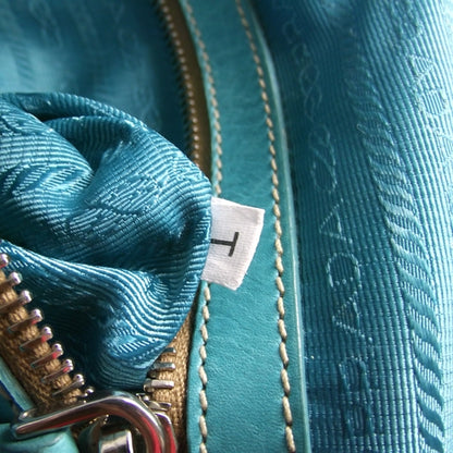 Prada Leather Large New Look Tote Turquoise 12 of 18