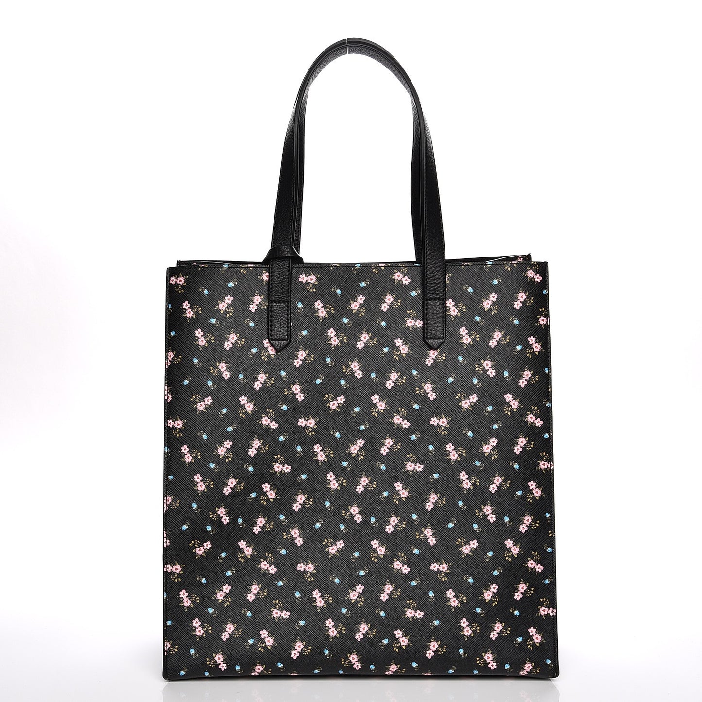 Coated Canvas Hibiscus Print Medium Stargate Shopper Tote Black Multicolor