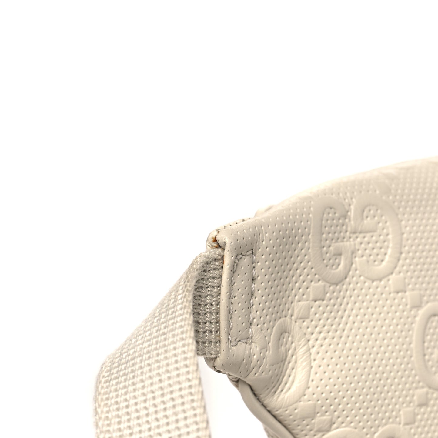 Calfskin GG Tennis Embossed Belt Bag Mystic White