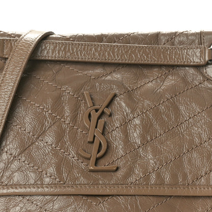 Saint Laurent Crinkled Calfskin Matelasse Monogram Medium Niki Chain Satchel Light Taupe 8 of 10